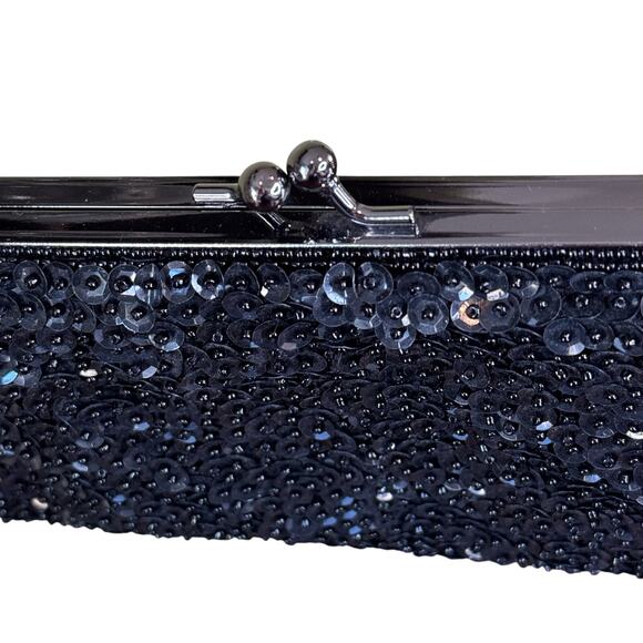 Express Black Sequin Clutch with Clasp - Picture 3 of 7